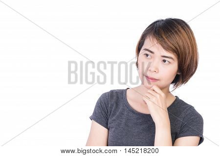 Beautiful smart young asian lady on white background concept for smart people
