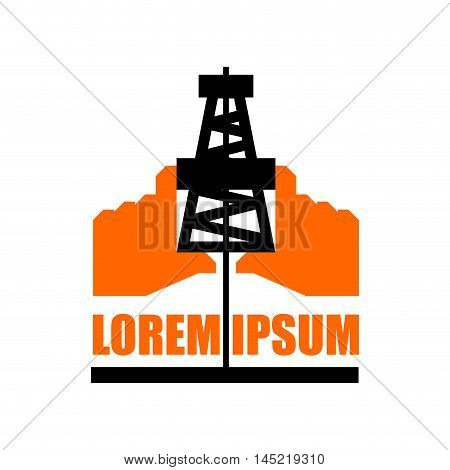 Oil Production Logo. Petroleum Industry Sign. Logo For Petrol Processing. Naphthal Rig Workers And H