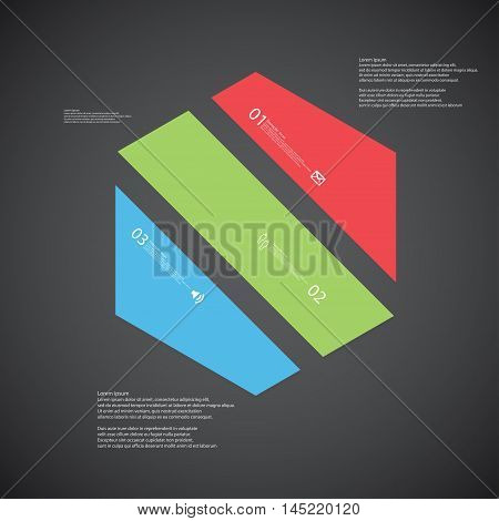 Hexagon Illustration Template Consists Of Three Color Parts On Dark Background