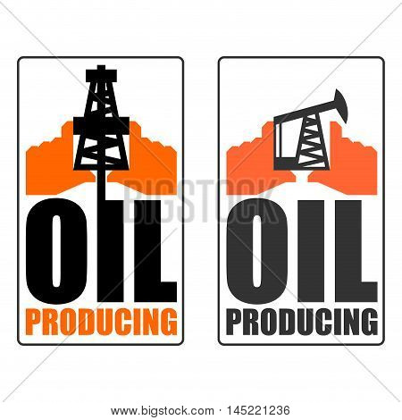 Oil Production Logo. Petroleum Industry Sign. Logo For Petrol Processing. Naphthal Rig Workers And H