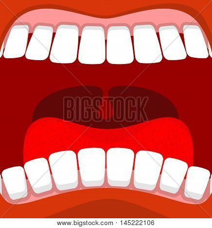 Open Mouth. Red Lips And White Teeth. Tongue And Throat