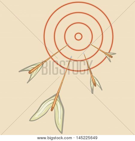 Arrows flying at the target. Hand drawn vector illustration