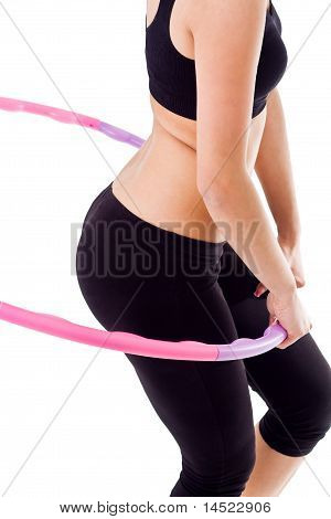 Woman holding Hula hoop reifen