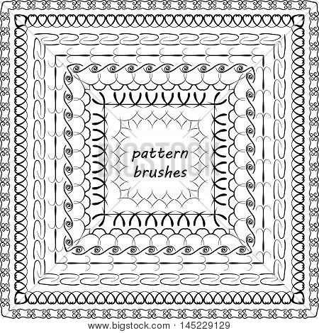 hand painted eight pattern brushes. Vector illustration