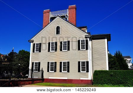 New Bern North Carolina - April 24, 2016:  Wooden gray clapboard 1835 Dixon House at Tryon Palace *