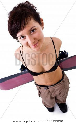 Flicka med Snowboard