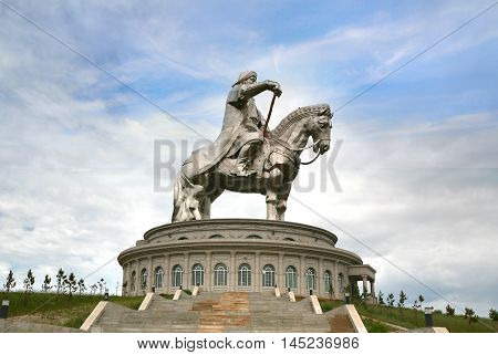 Ulaanbaatar Mongolia July 3 ,2016 : Genghis Khan Statue Complex is a 40-metre tall statue of Genghis Khan on horseback, at Tsonjin Boldogeast of the Mongolian capital Ulaanbaatar