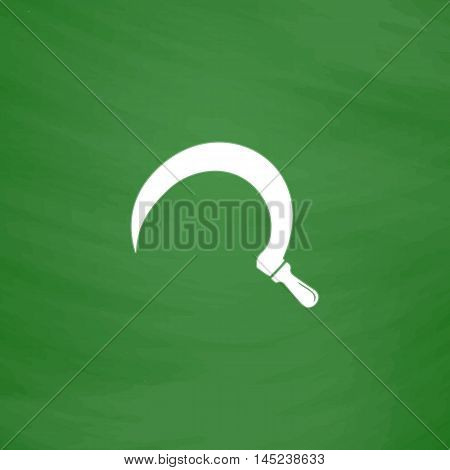 Sickles. Flat Icon. Imitation draw with white chalk on green chalkboard. Flat Pictogram and School board background. Vector illustration symbol