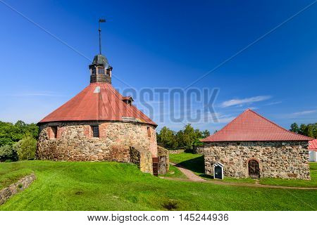 Korela Fortress at the town of Priozersk on the river Vuoksa, was founded by the Novgorodians to protect North Rus from Sweden, Priozersk, Russia.