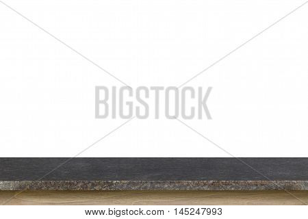 Empty Top Of Granite Stone Table Isolated On White Background