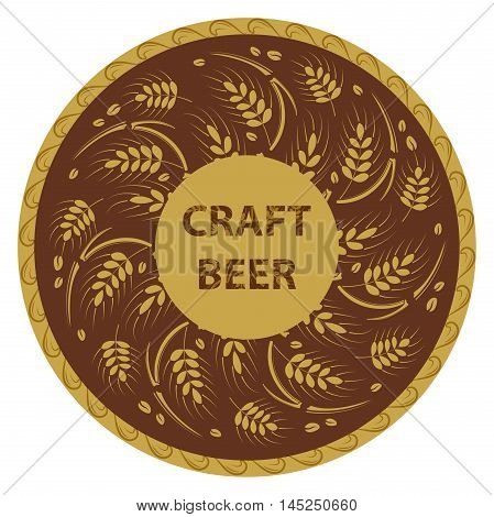 Round label "Craft beer" with barley ears