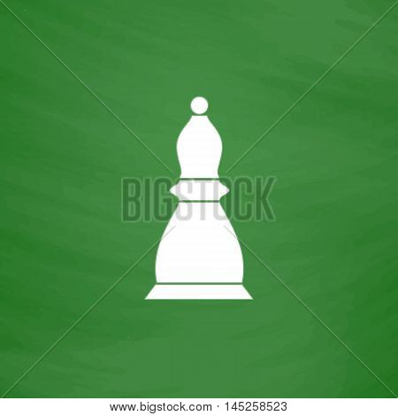 Chess officer. Flat Icon. Imitation draw with white chalk on green chalkboard. Flat Pictogram and School board background. Vector illustration symbol