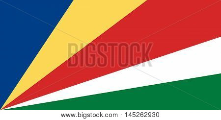 Flag of Seychelles in correct size proportions and colors. Accurate dimensions. Seychelles national flag. Vector illustration