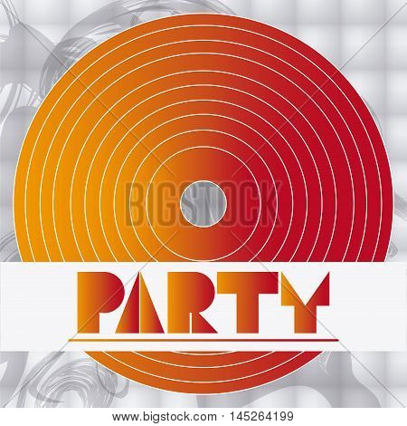party vinyl tipography celebration night card advertising icon. Colorful design. Squares background. Vector illustration