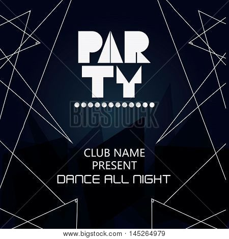 party tipography celebration night card advertising icon. Polygonal design. Vector illustration