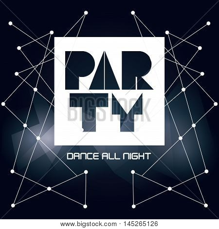 party tipography celebration night card advertising icon. Polygonal design. Vector illustration