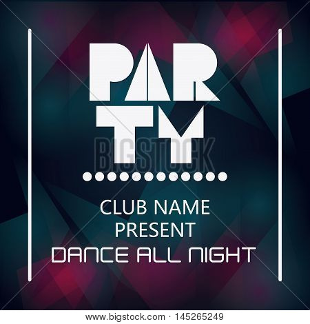 party tipography celebration night card advertising icon. Colorful and polygonal design. Vector illustration