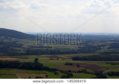 Landscape in Wisent Valley in Franconia in Bavaria Germany.