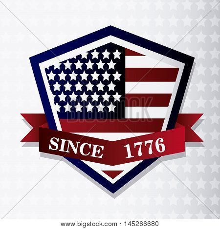 usa flag shield ribbon landmark patriotic united states of america icon. Colorful design. Vector illustration