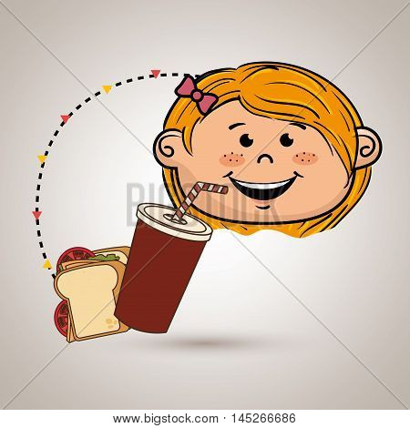 girl fast food vector illustration graphic eps 10