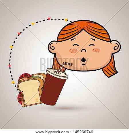 girl fast food vector illustration graphic eps 10