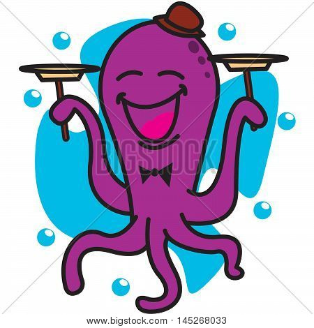 Purpel Octopus Circus vector illustration for kids