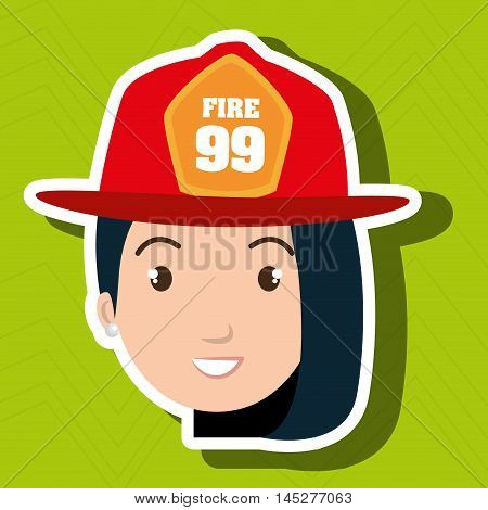 woman firewoman helmet icon vector illustration graphic