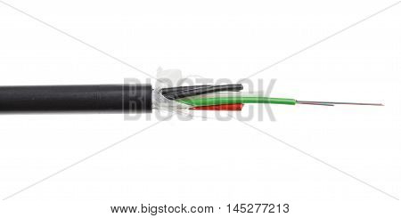 Fiber Optical Cable Detail Isolated On White