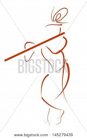 Lord Krishna Line Art Vector & Photo (Free Trial) | Bigstock