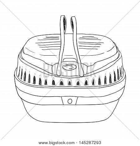 Vector sketch pet dog travel cage. Hand draw illustration.