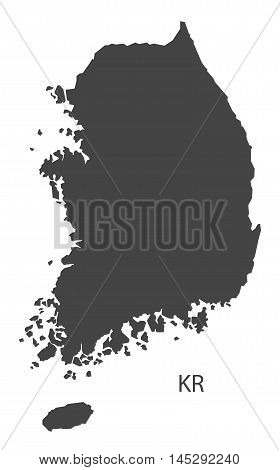 South Korea map grey vector isolated high res