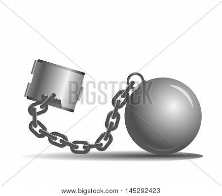 Vector ball and chain on a white background