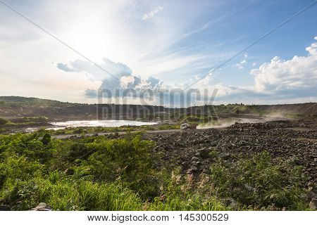 Coal mine electric industry outdoor in Thailand.