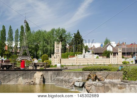 Brussels, Belgium - 13 May 2016: Miniatures At The Park Mini-europe - Reproductions Of Monuments In