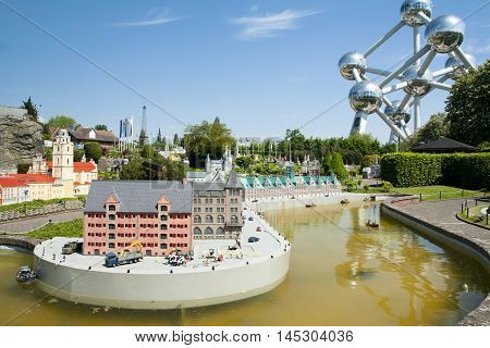Brussels, Belgium - 13 May 2016: Miniatures At The Park Mini-europe - Reproductions Of Monuments In