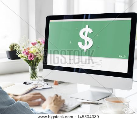 Dollar Sign Login Email Graphic Concept