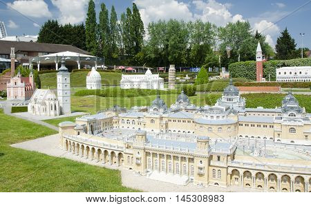 Brussels, Belgium - 13 May 2016: Miniatures At The Park Mini-europe - Reproductions Of Monuments In