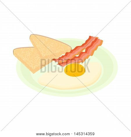 Bacon and eggs icon in cartoon style isolated on white background. Food symbol