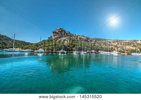 Poltu Quatu harbor on a sunny day Sardinia