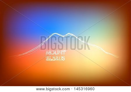Beautiful hand drawn outline of Mount Elbrus, vector illustration