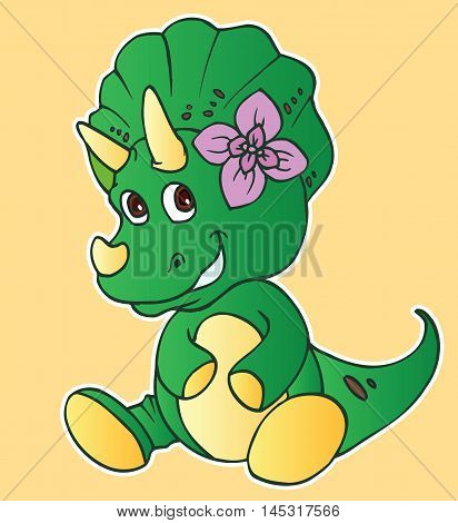 illustration of a cute dinasour cartoons character in colorful vector