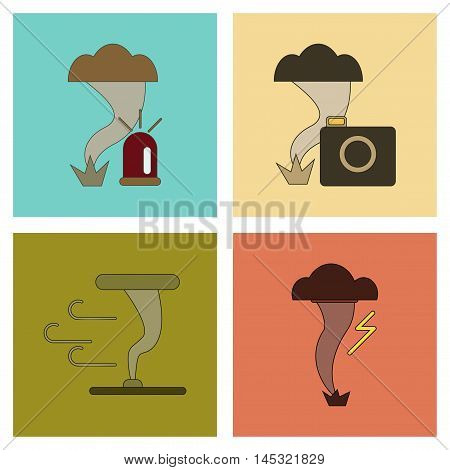 assembly of flat icons natural disaster tornado, vector
