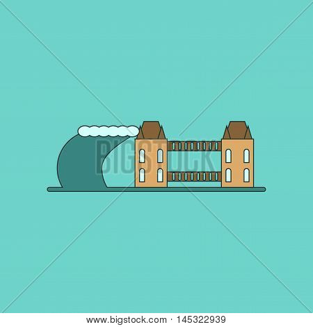 flat icon on stylish background tsunami city
