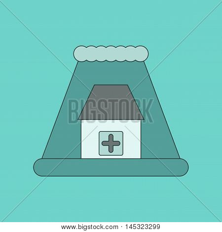 flat icon on stylish background tsunami city, vector