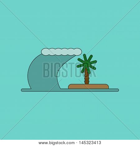 flat icon on stylish background tsunami Island, vector