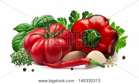 Tomato And Bell Pepper For Canning, Herbs, Garlic,  Paths