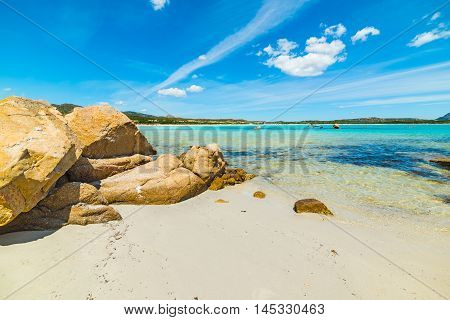 blue sky over Lu Impostu beach Sardinia