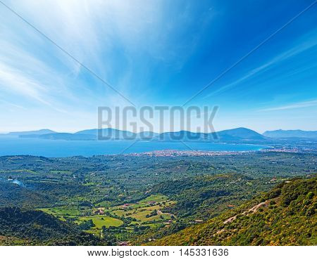 Alghero coastline seen from above in Sardinia