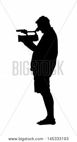 Cameraman Silhouette on White Background. Isolated vector illustration people and technology theme.