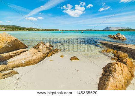yellow rocks in Cala Brandinchi in Sardinia